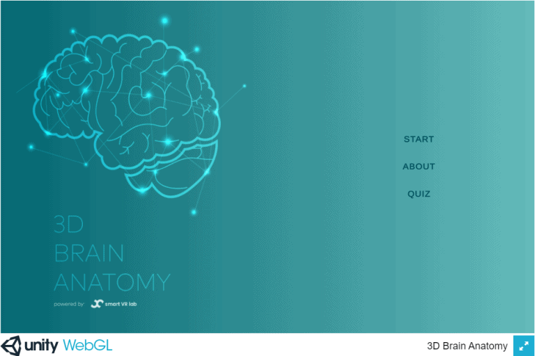 Interface of our Brain Anatomz 3D Web App